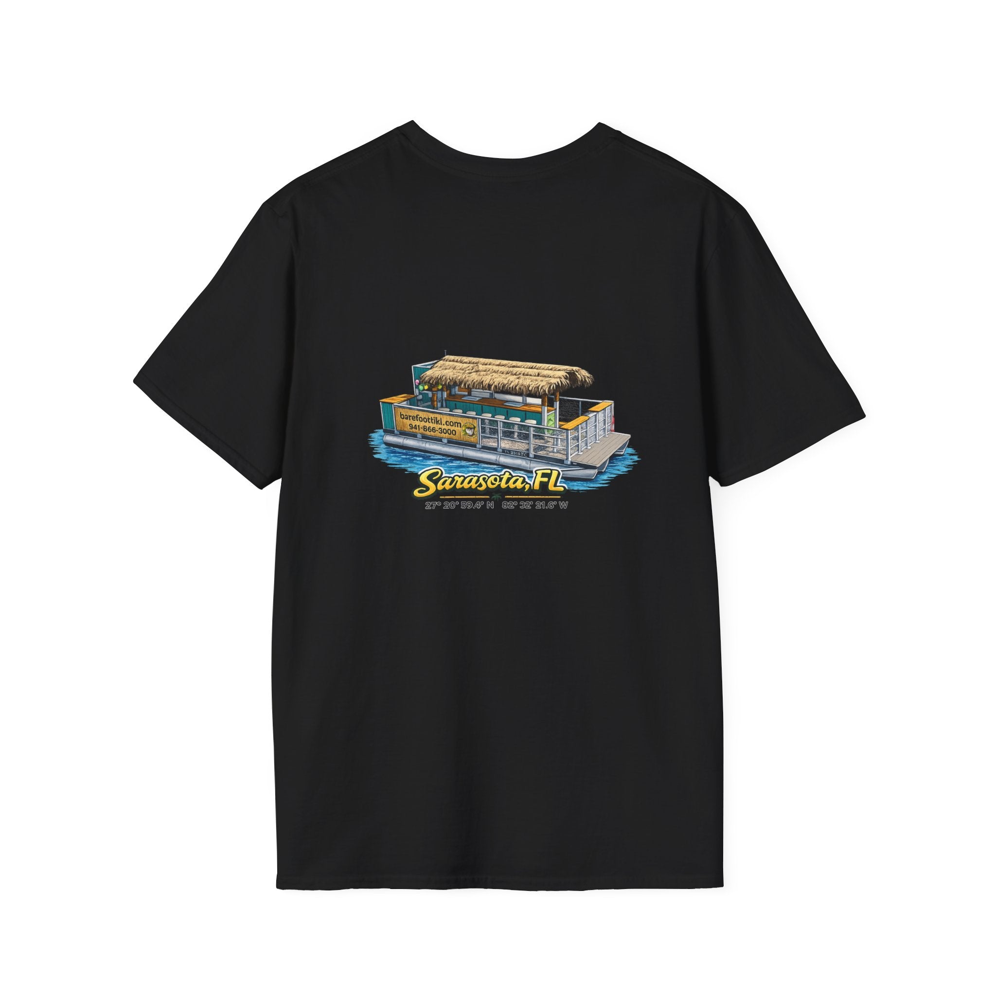 Barefoot Tiki Tours Graphic Tee - Illustration on Back