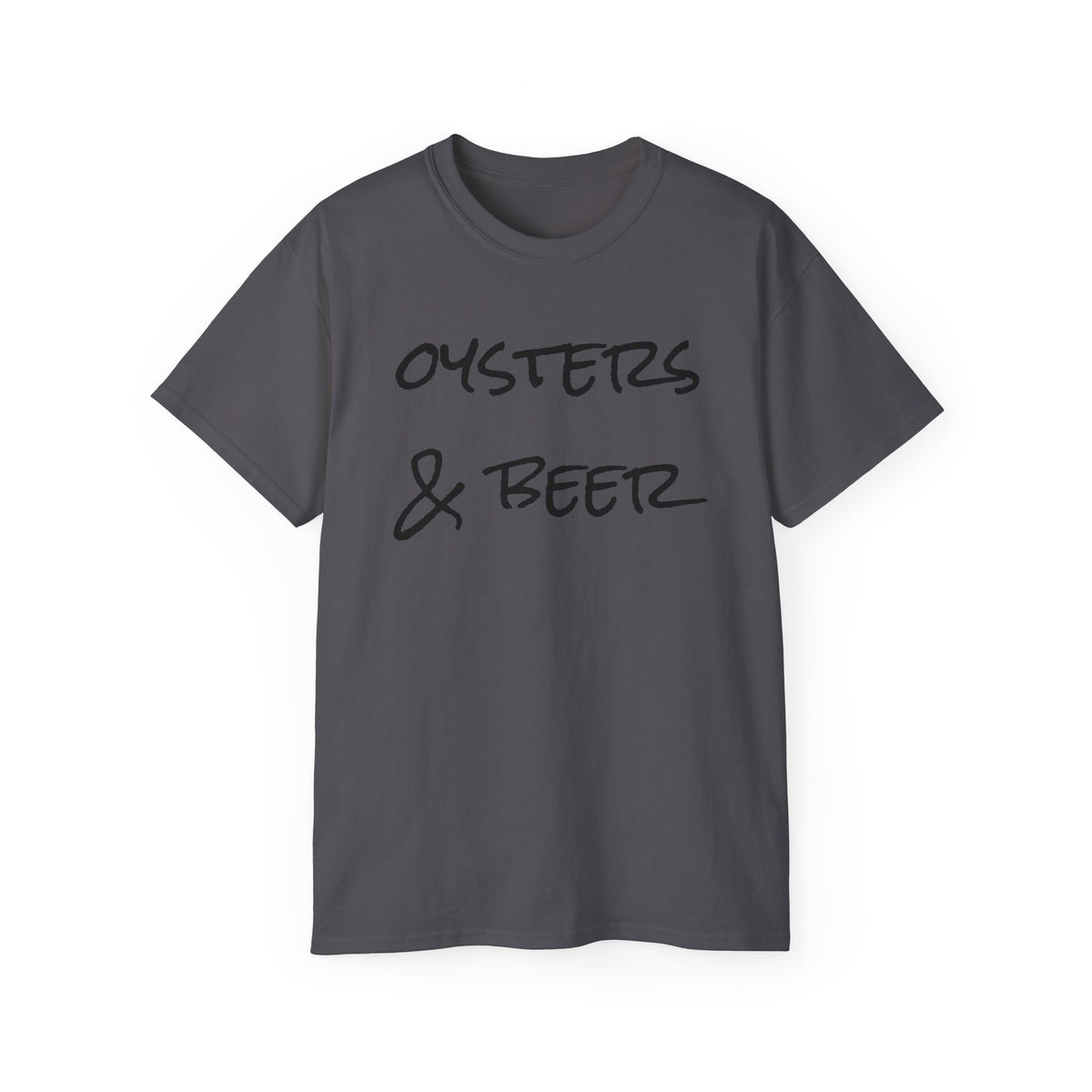 Oysters & Beer Tee — Casual Script T‑Shirt