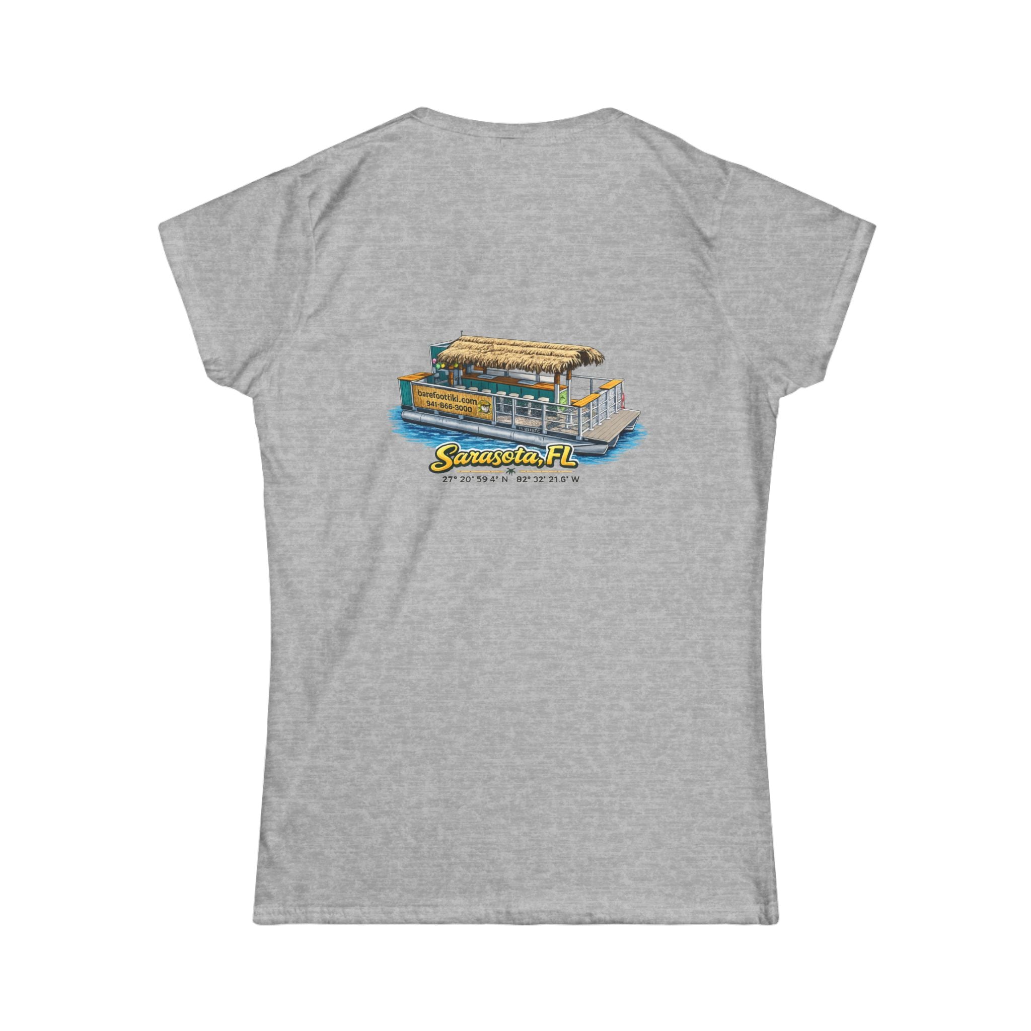 Barefoot Tiki Women's Softstyle Tee - Boat illustration