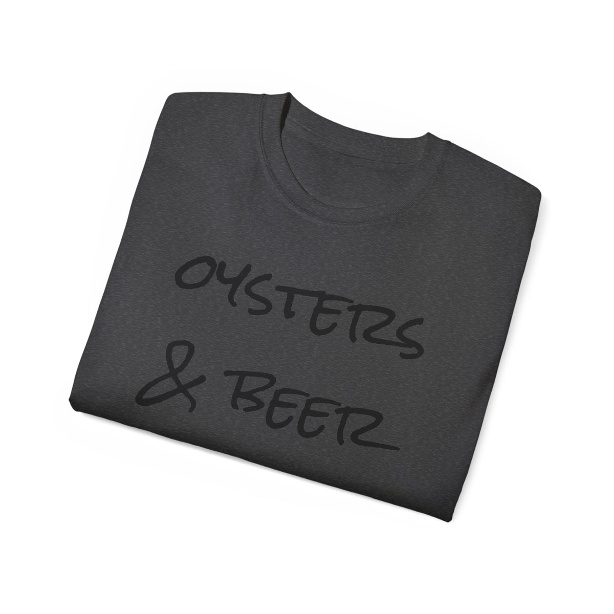 Oysters & Beer Tee — Casual Script T‑Shirt