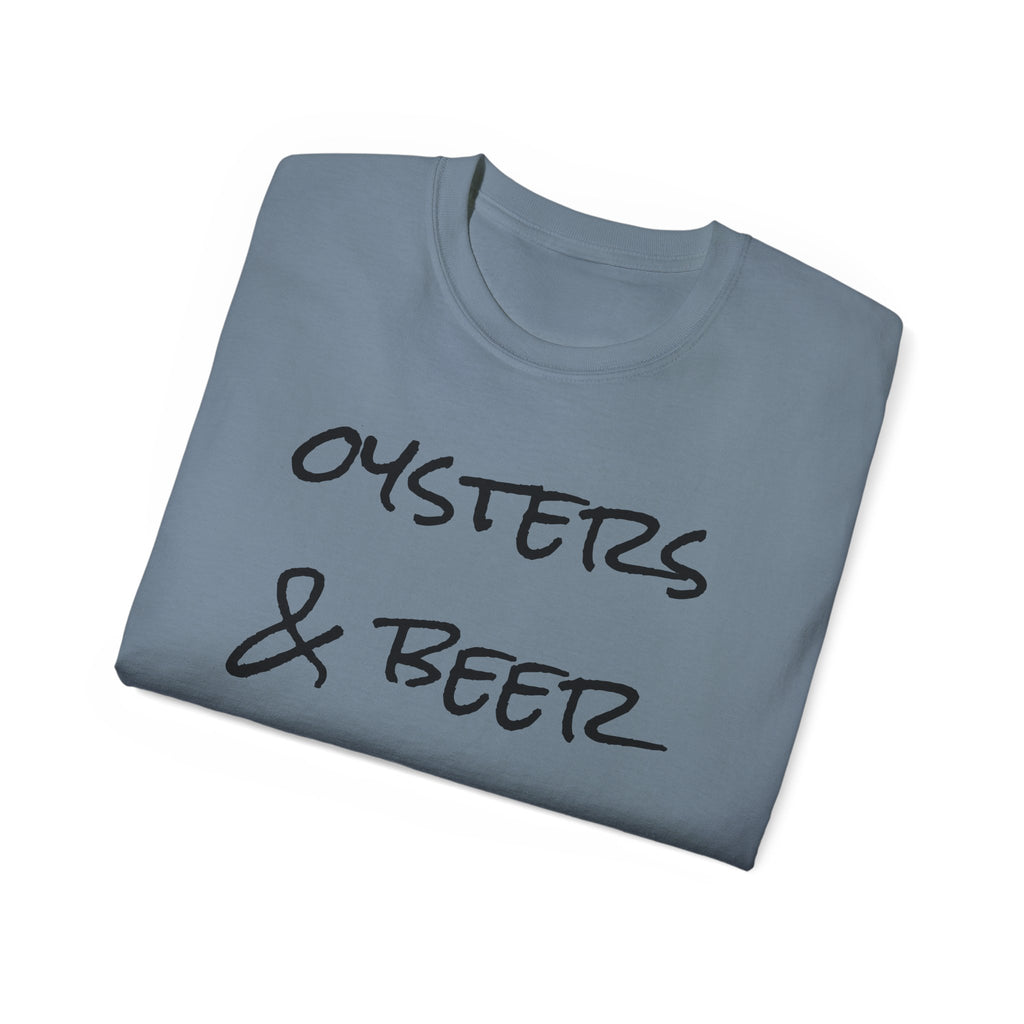 Oysters & Beer Tee — Casual Script T‑Shirt