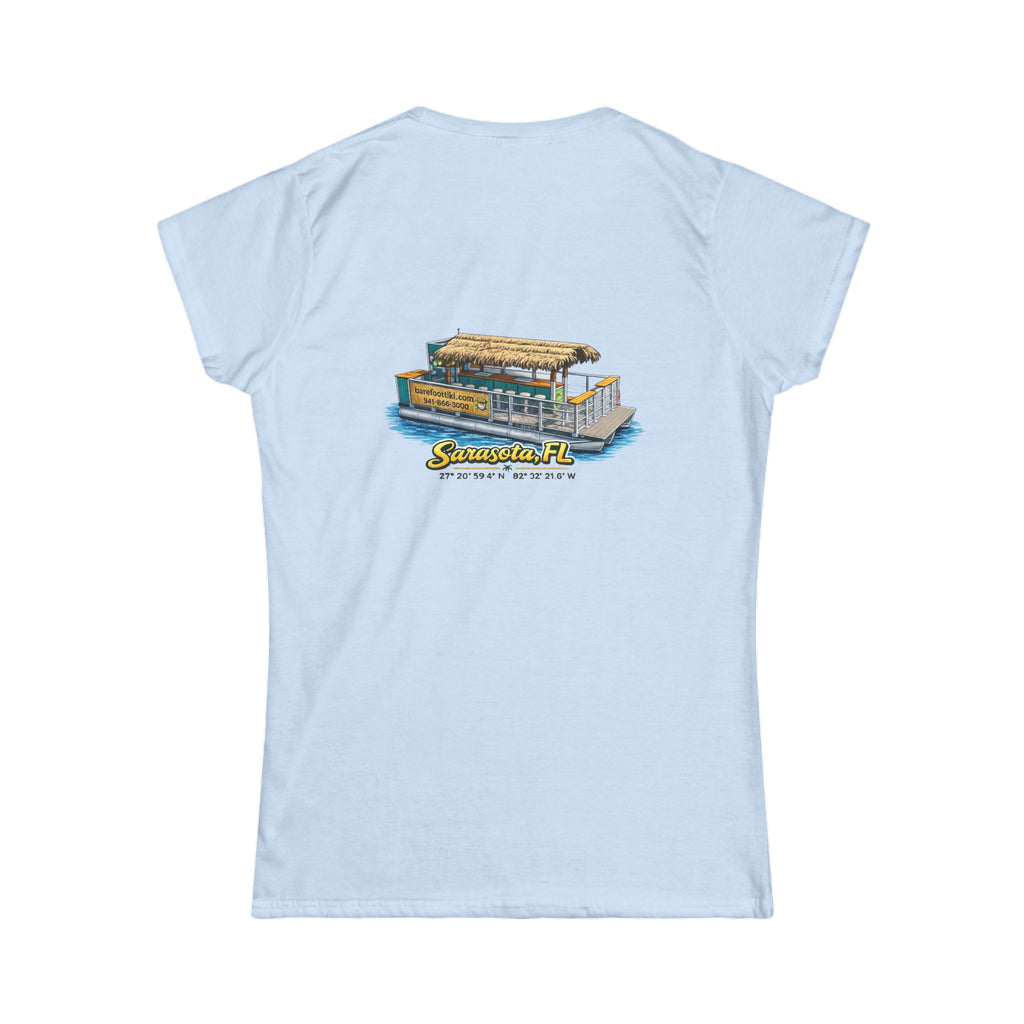 Barefoot Tiki Women's Softstyle Tee - Boat illustration