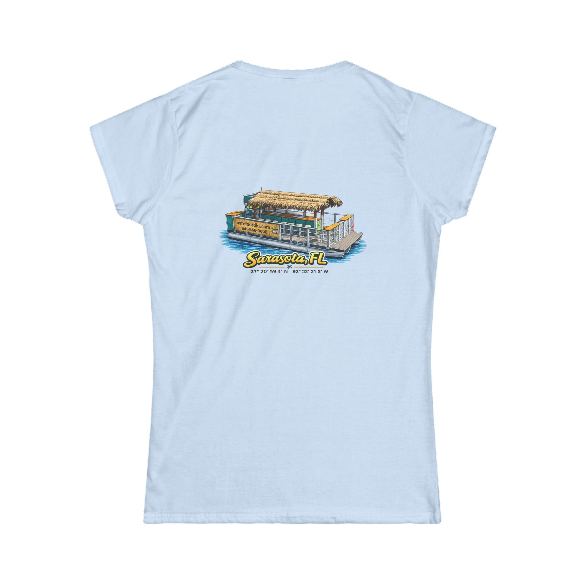 Barefoot Tiki Women's Softstyle Tee - Boat illustration