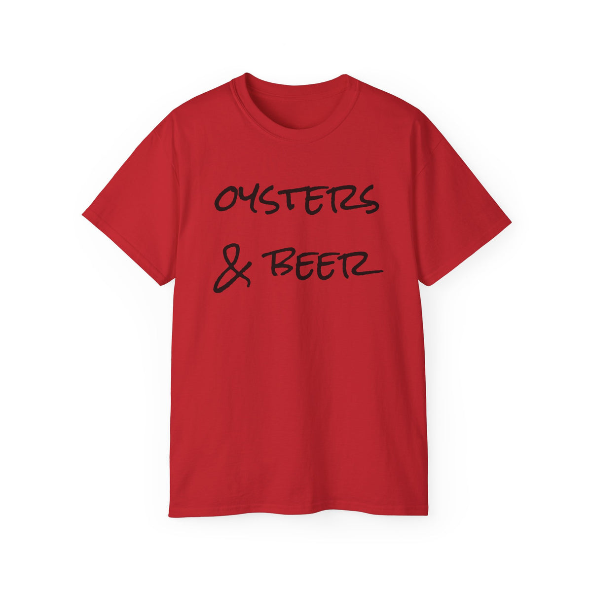 Oysters & Beer Tee — Casual Script T‑Shirt