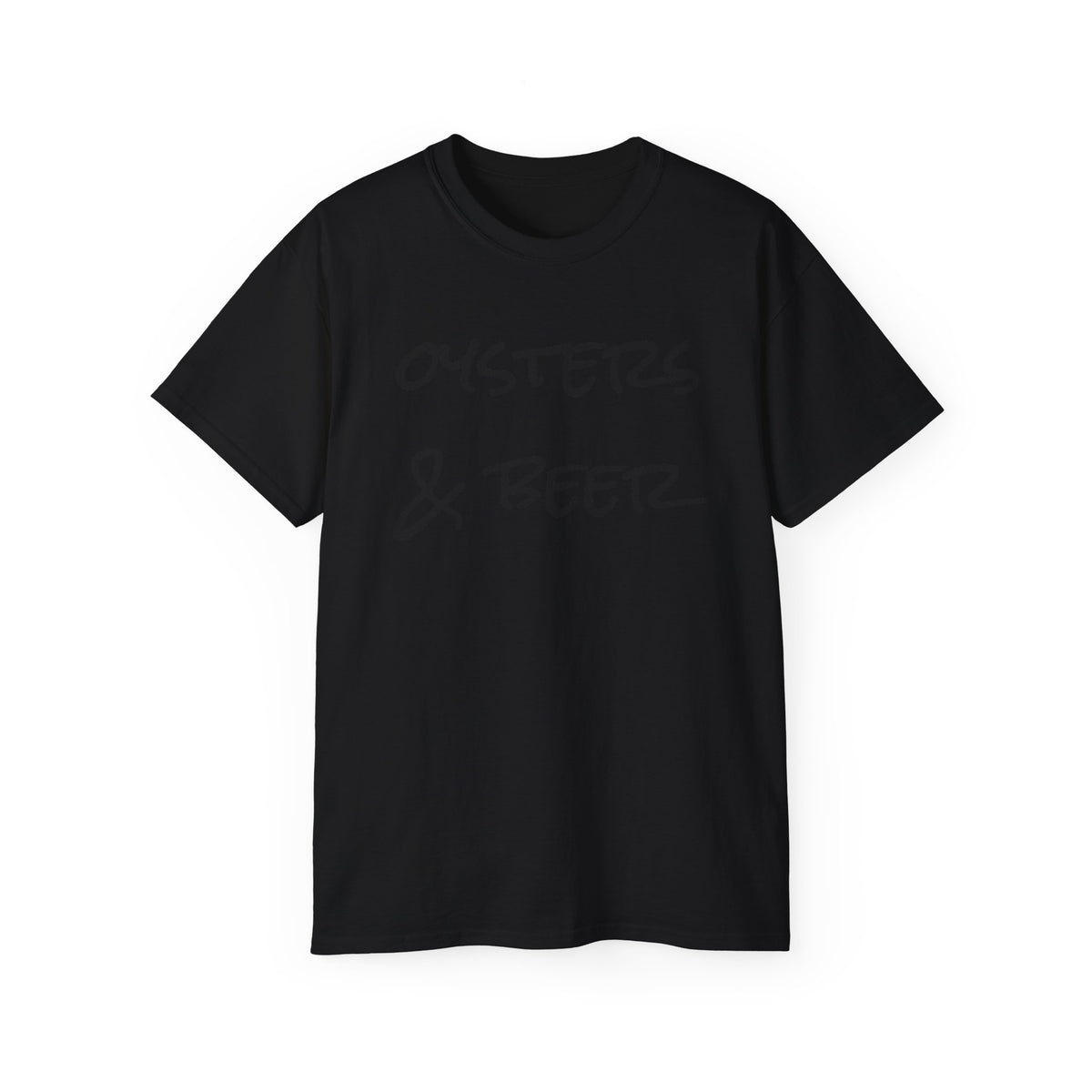 Oysters & Beer Tee — Casual Script T‑Shirt