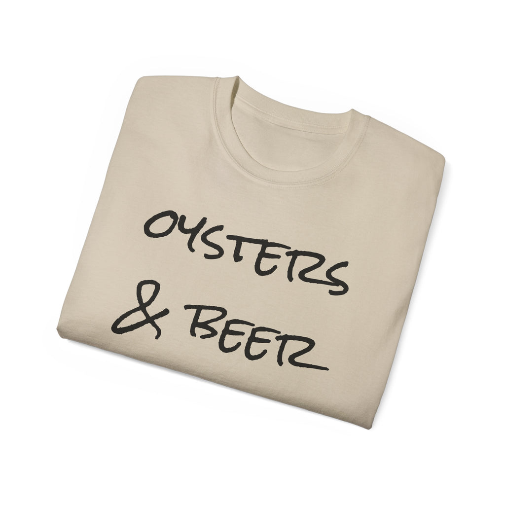 Oysters & Beer Tee — Casual Script T‑Shirt