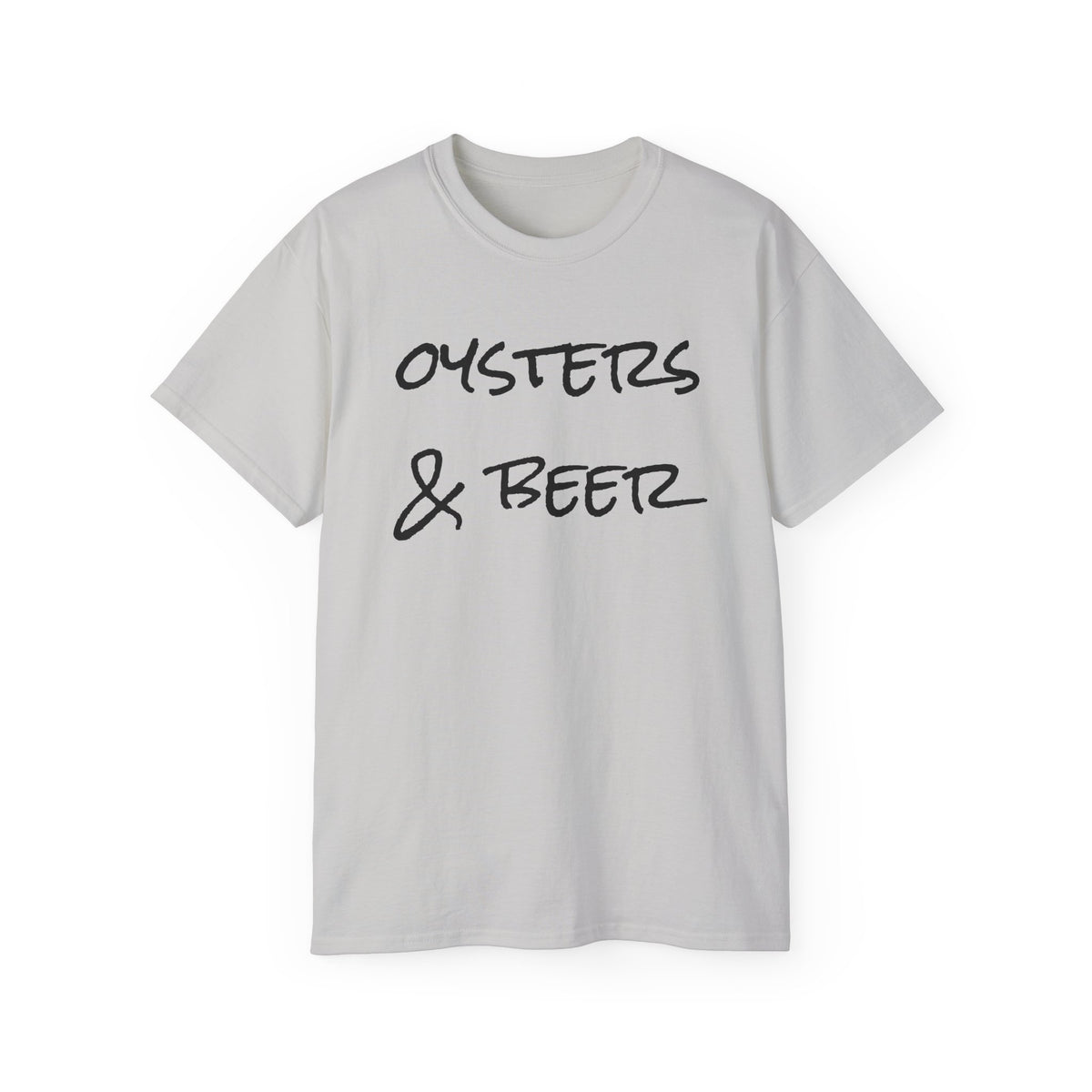 Oysters & Beer Tee — Casual Script T‑Shirt