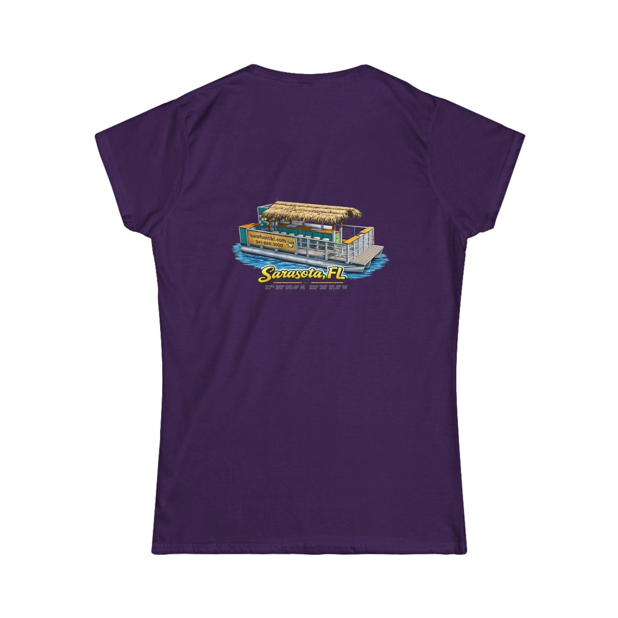 Barefoot Tiki Women's Softstyle Tee - Boat illustration