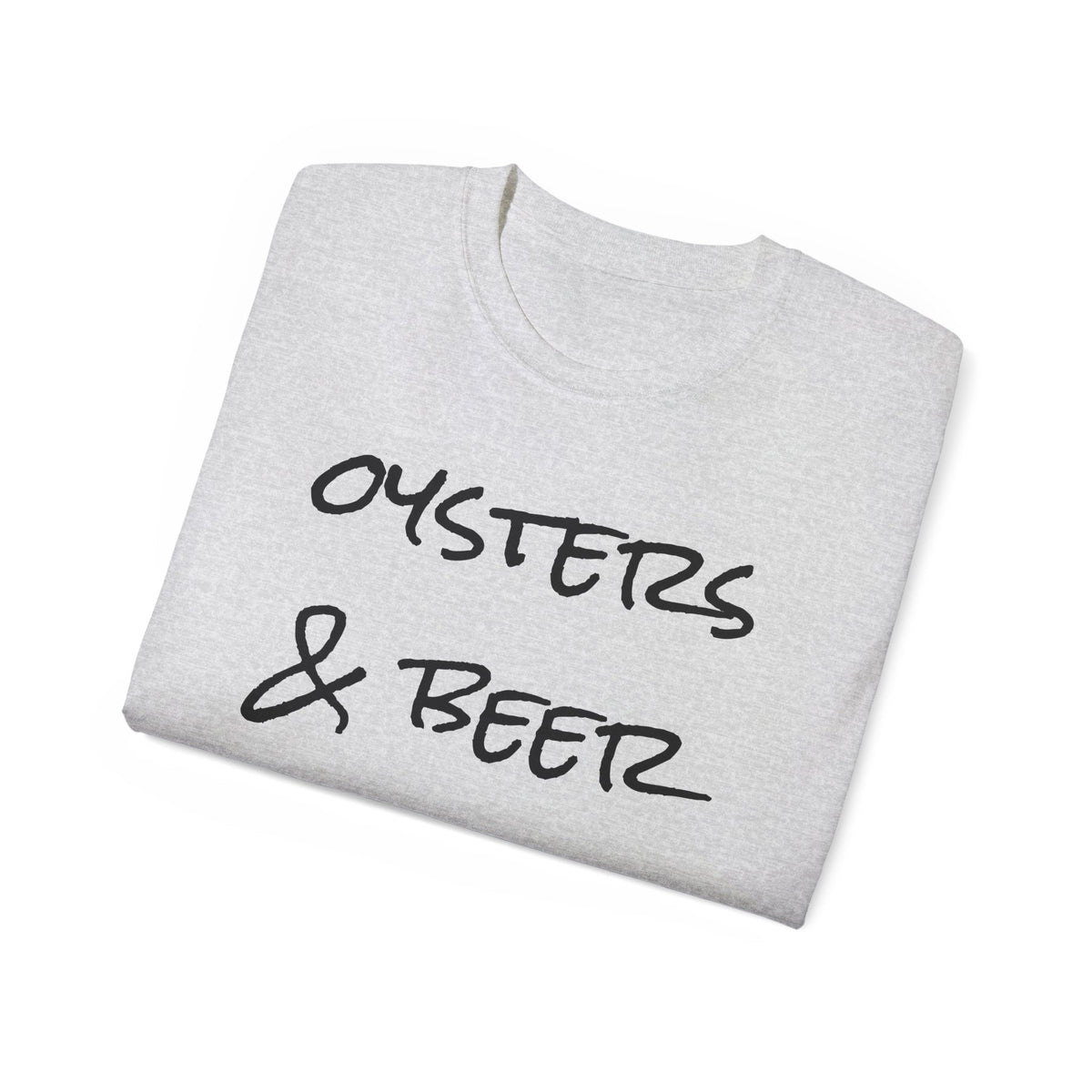 Oysters & Beer Tee — Casual Script T‑Shirt