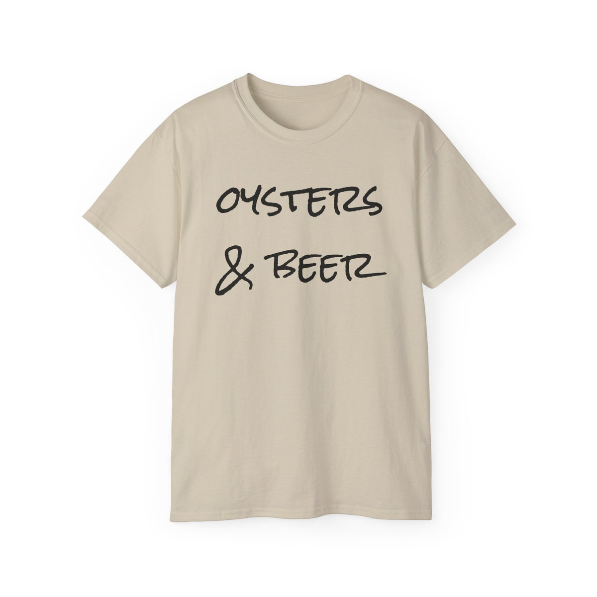 Oysters & Beer Tee — Casual Script T‑Shirt