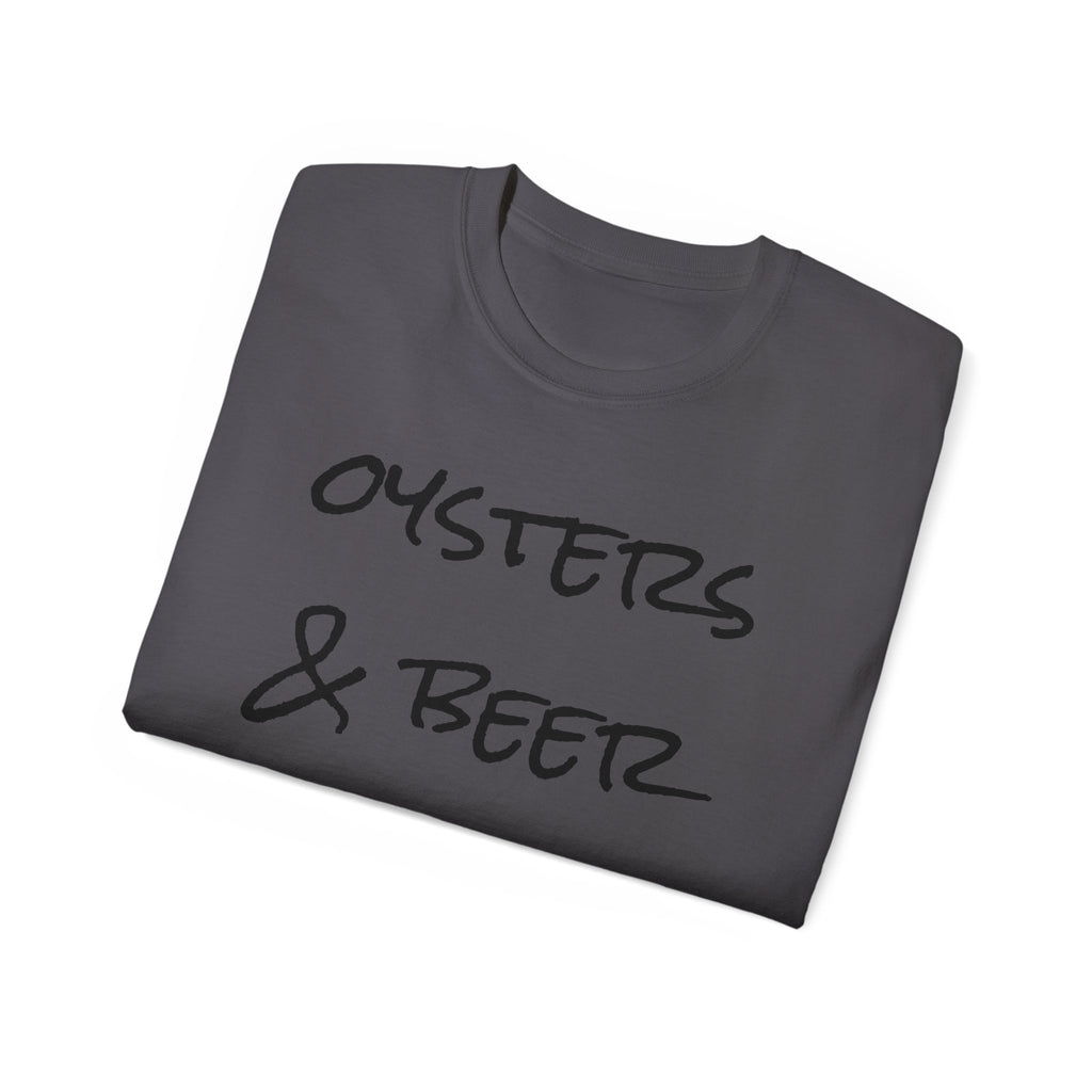 Oysters & Beer Tee — Casual Script T‑Shirt
