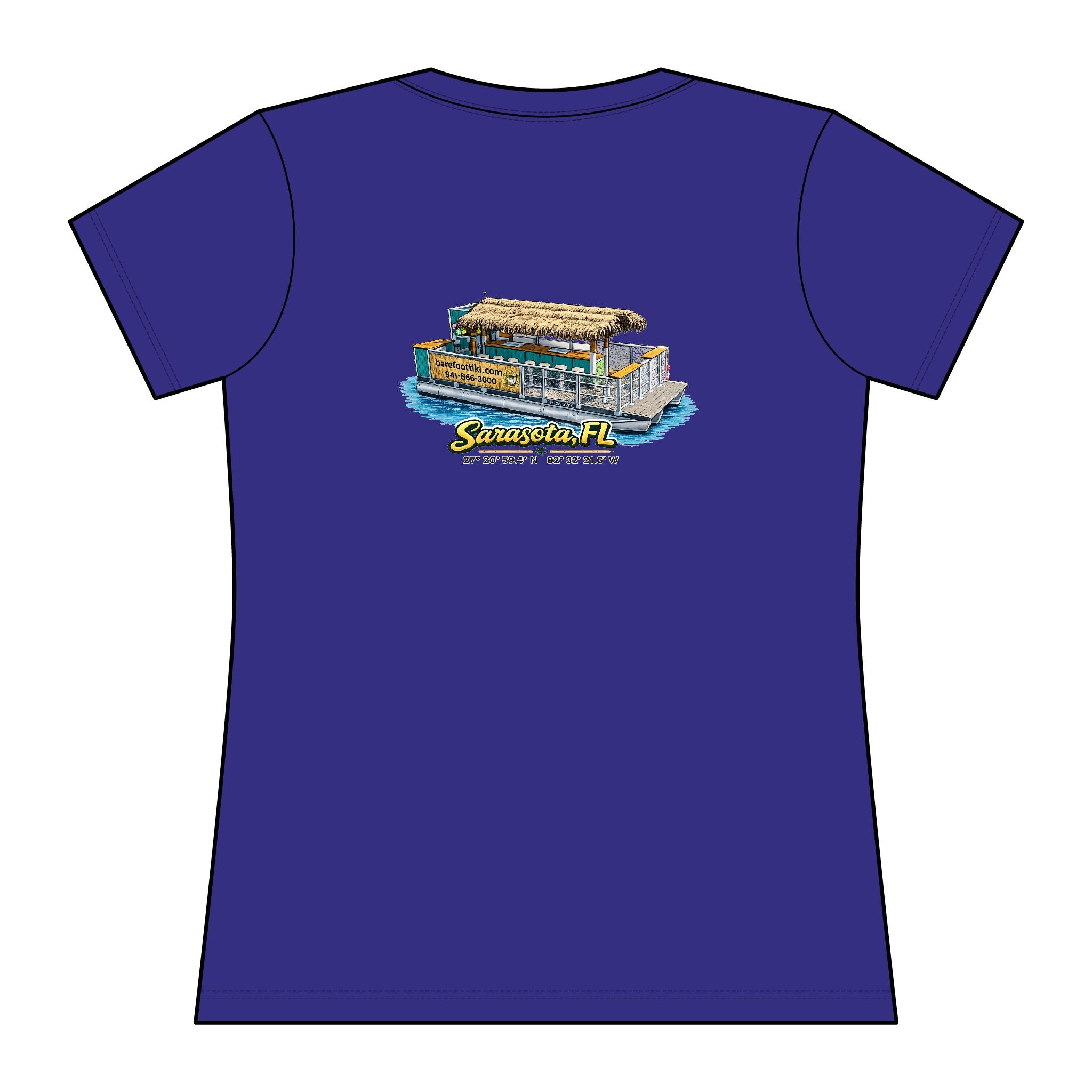 Barefoot Tiki Tours Women's Rashguard Tee — Tropical Surf & Beach Vacation Shirt