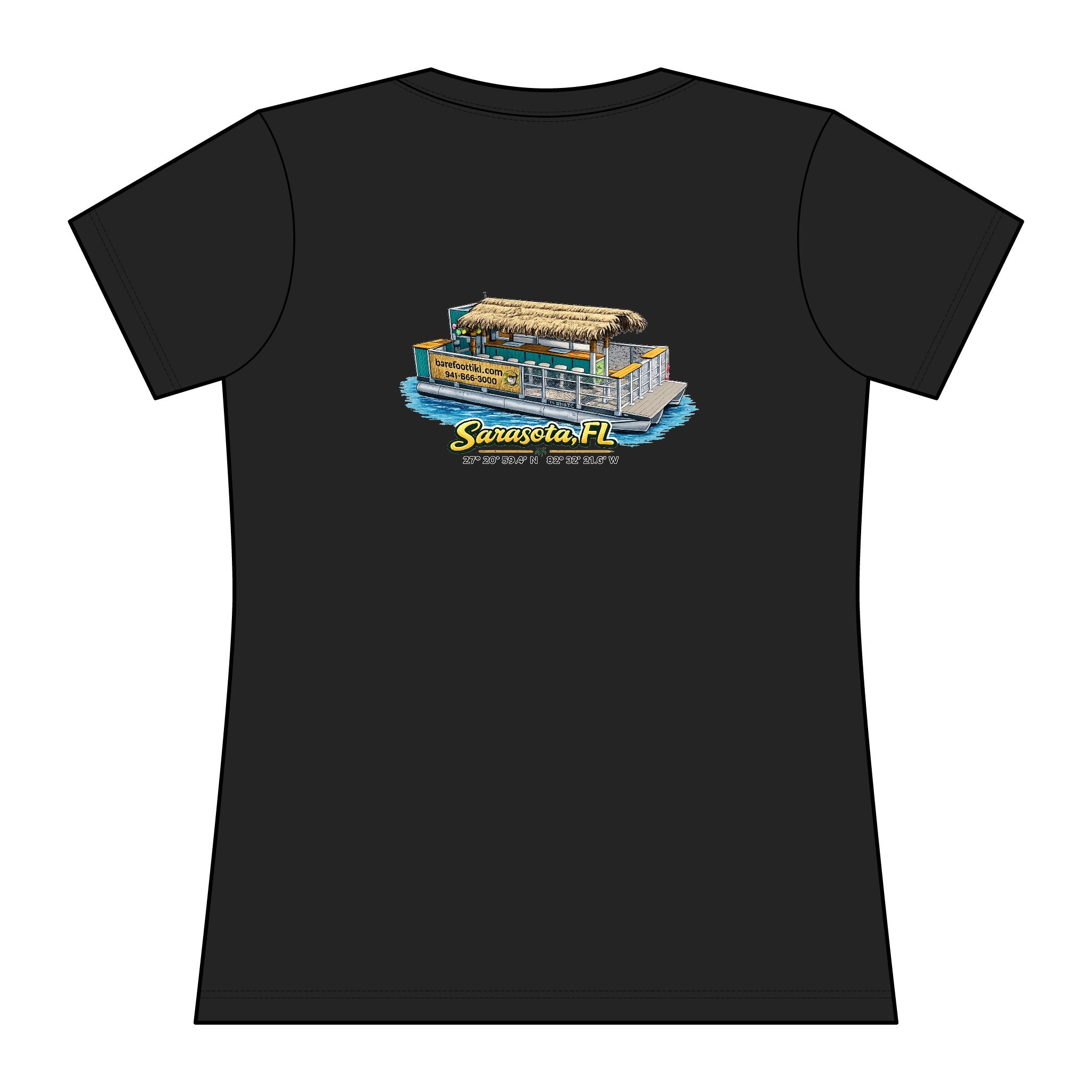 Barefoot Tiki Tours Women's Rashguard Tee — Tropical Surf & Beach Vacation Shirt