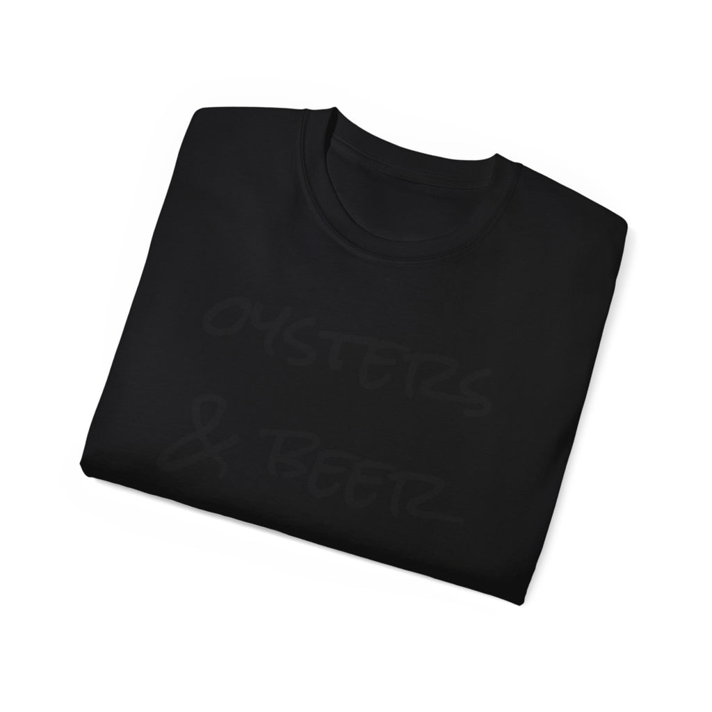 Oysters & Beer Tee — Casual Script T‑Shirt