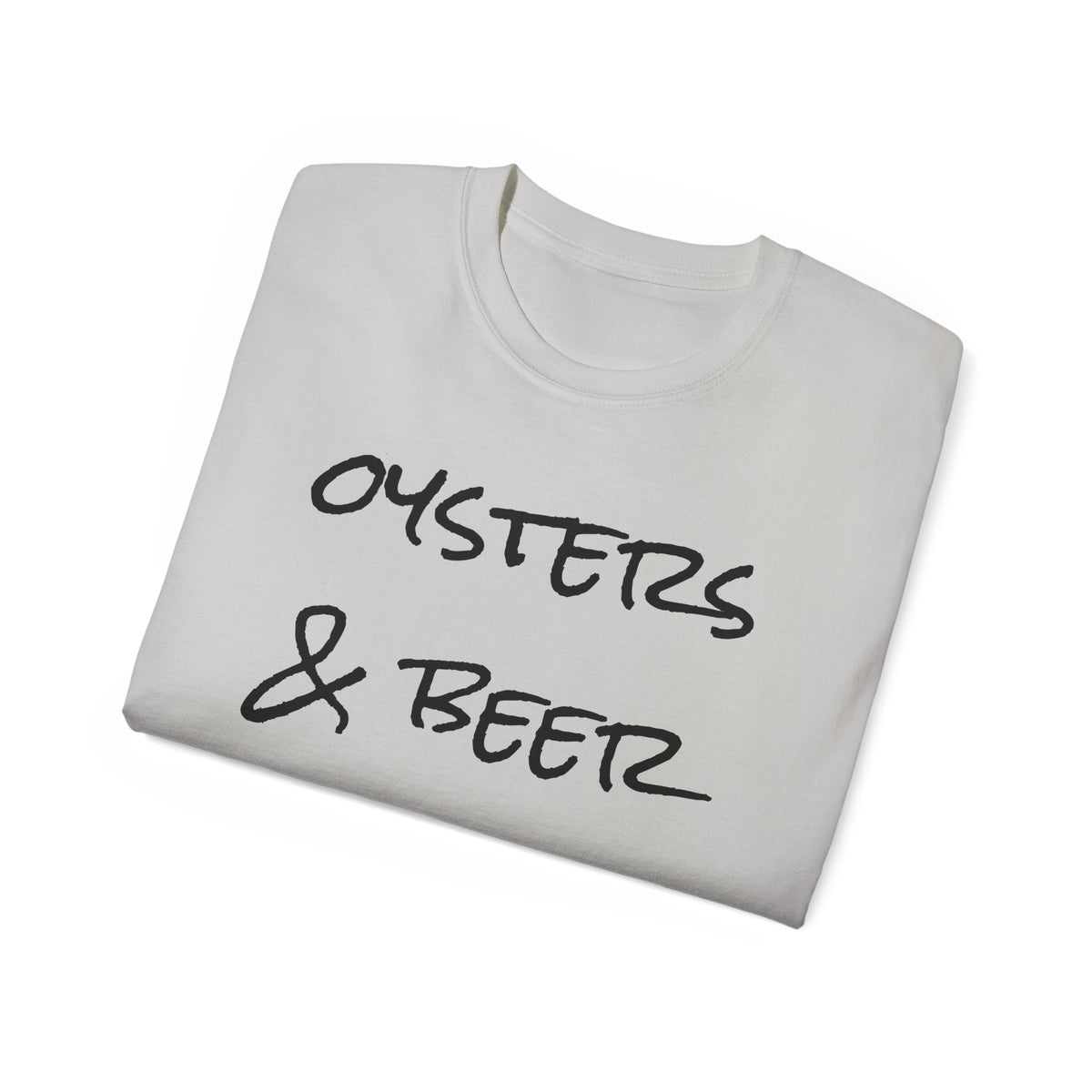 Oysters & Beer Tee — Casual Script T‑Shirt
