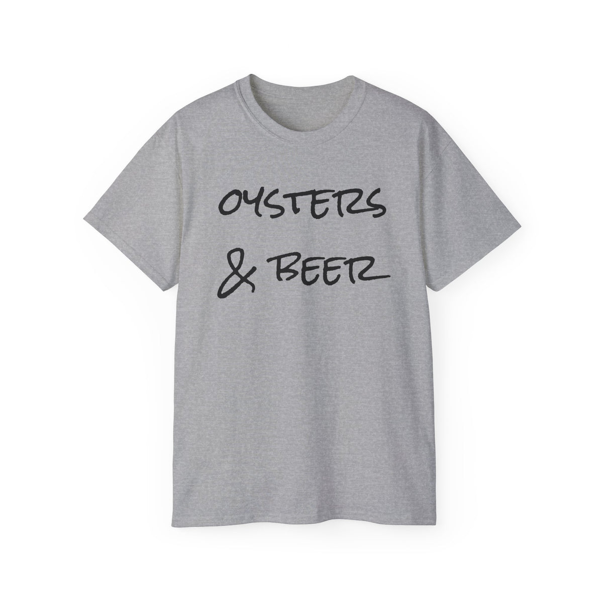 Oysters & Beer Tee — Casual Script T‑Shirt