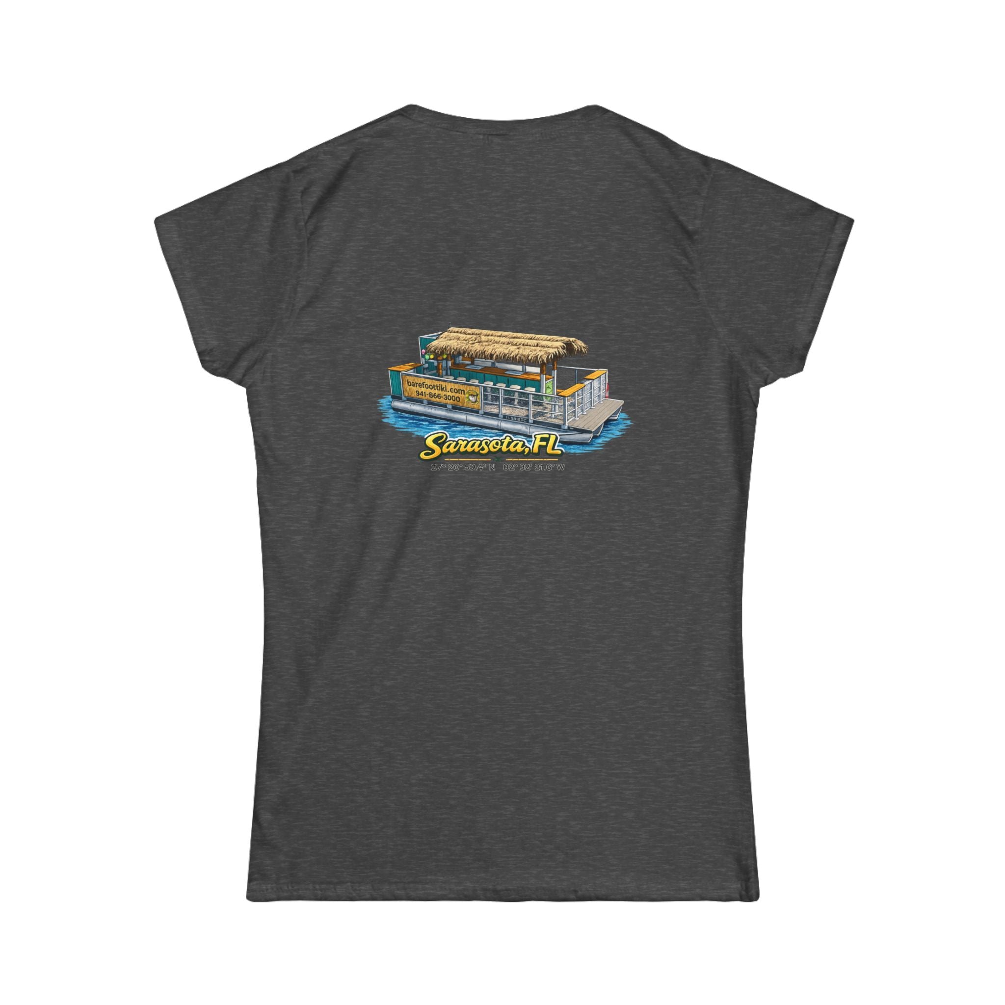 Barefoot Tiki Women's Softstyle Tee - Boat illustration