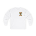 Barefoot Tiki Tours long sleeve tee | Retro Tiki Mask palm trees