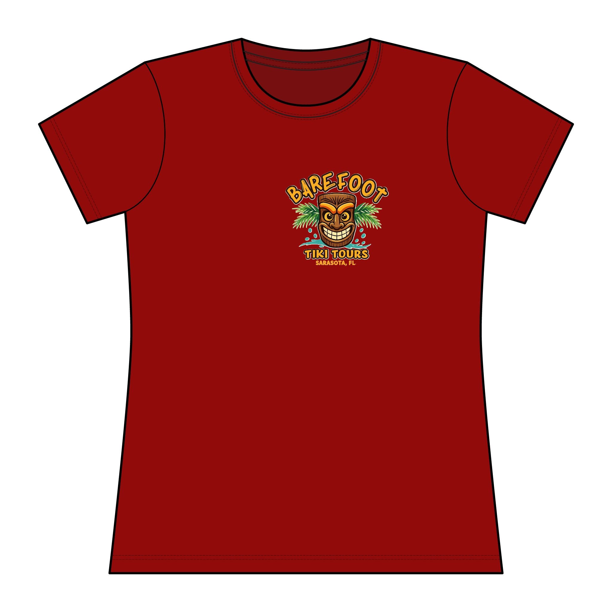 Barefoot Tiki Tours Women's Rashguard Tee — Tropical Surf & Beach Vacation Shirt