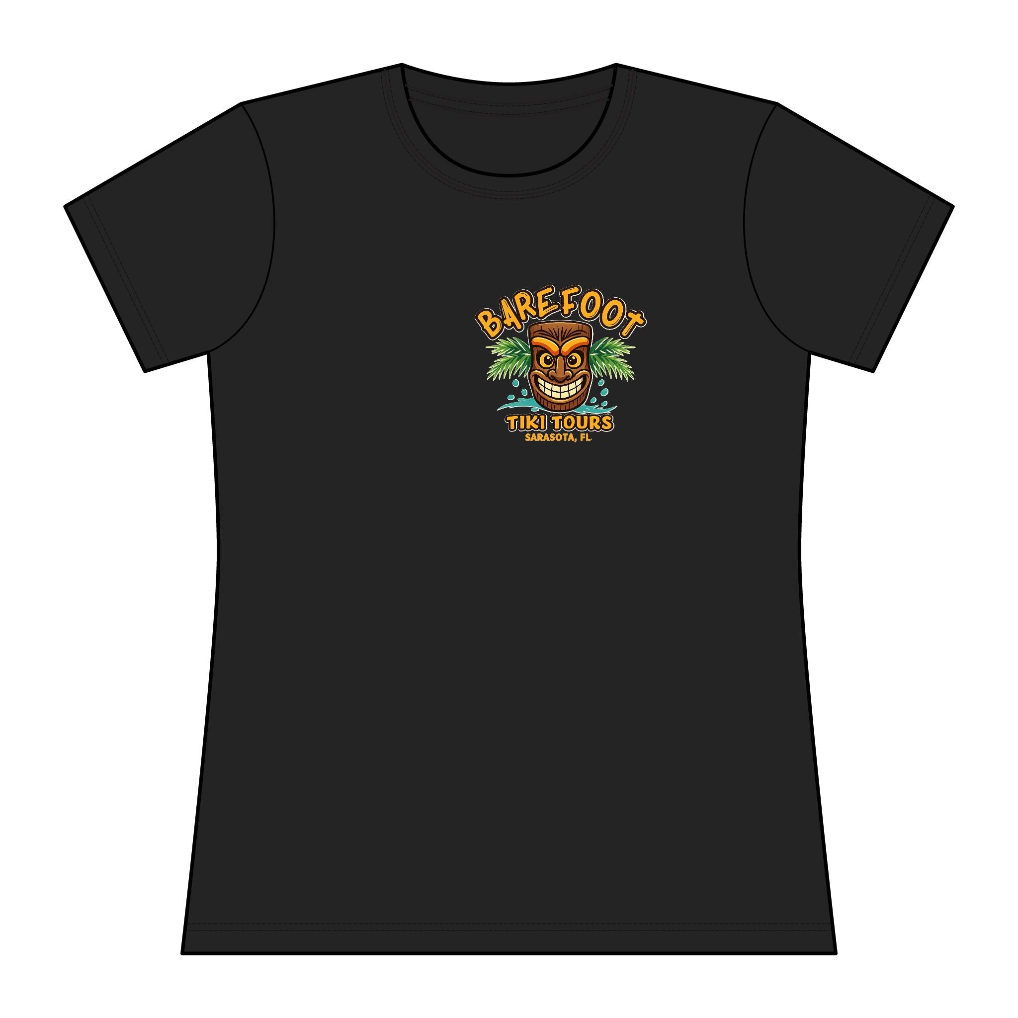 Barefoot Tiki Tours Women's Rashguard Tee — Tropical Surf & Beach Vacation Shirt