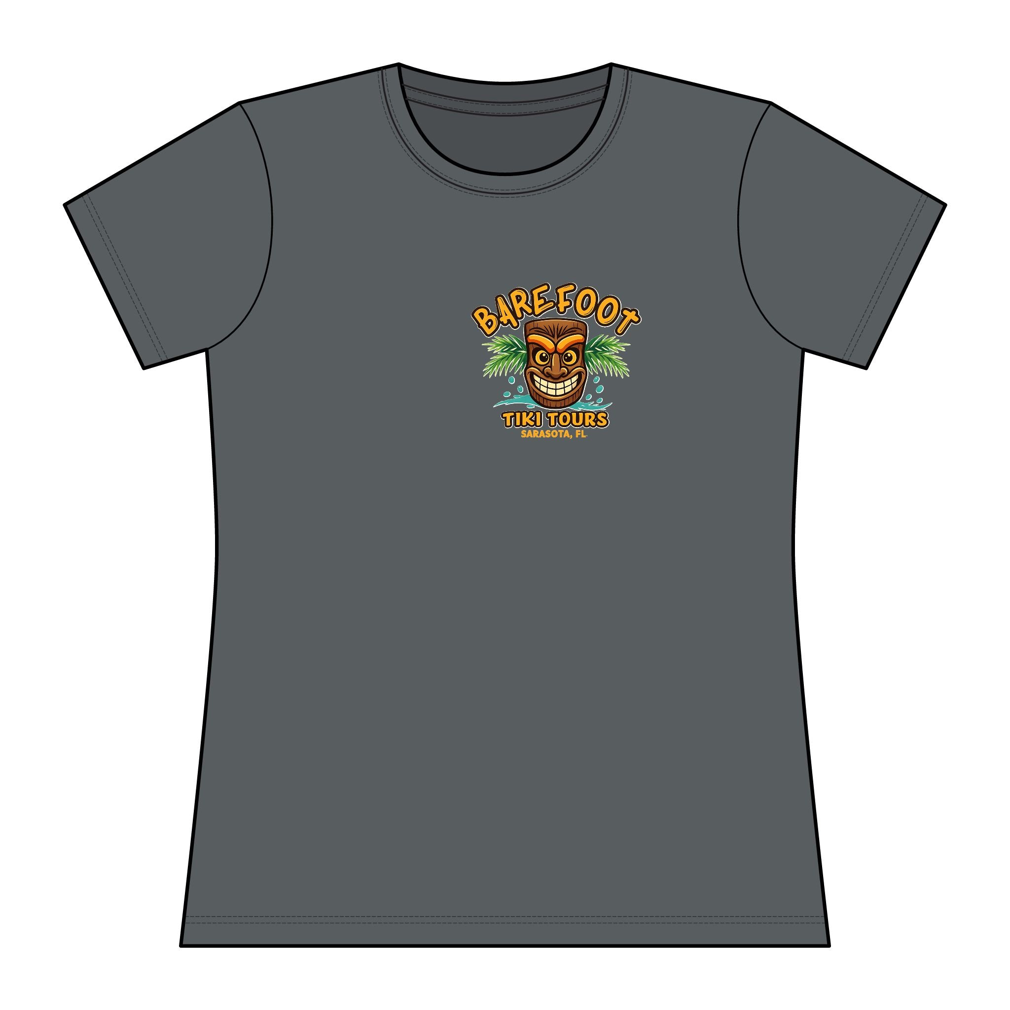 Barefoot Tiki Tours Women's Rashguard Tee — Tropical Surf & Beach Vacation Shirt