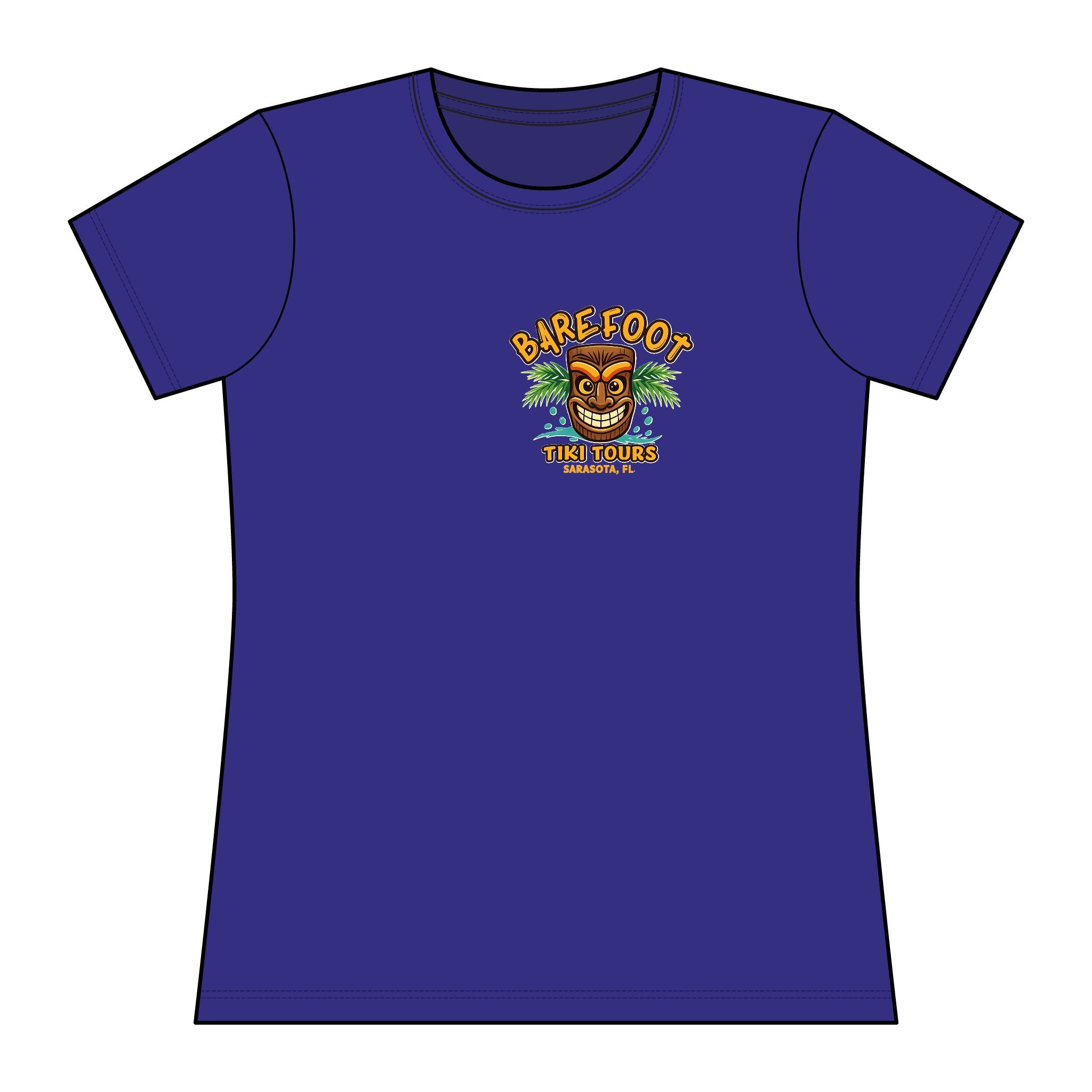 Barefoot Tiki Tours Women's Rashguard Tee — Tropical Surf & Beach Vacation Shirt
