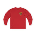Long Sleeve Tee — Barefoot Tiki Tour Boat Illustration (Front Logo, Back Art)