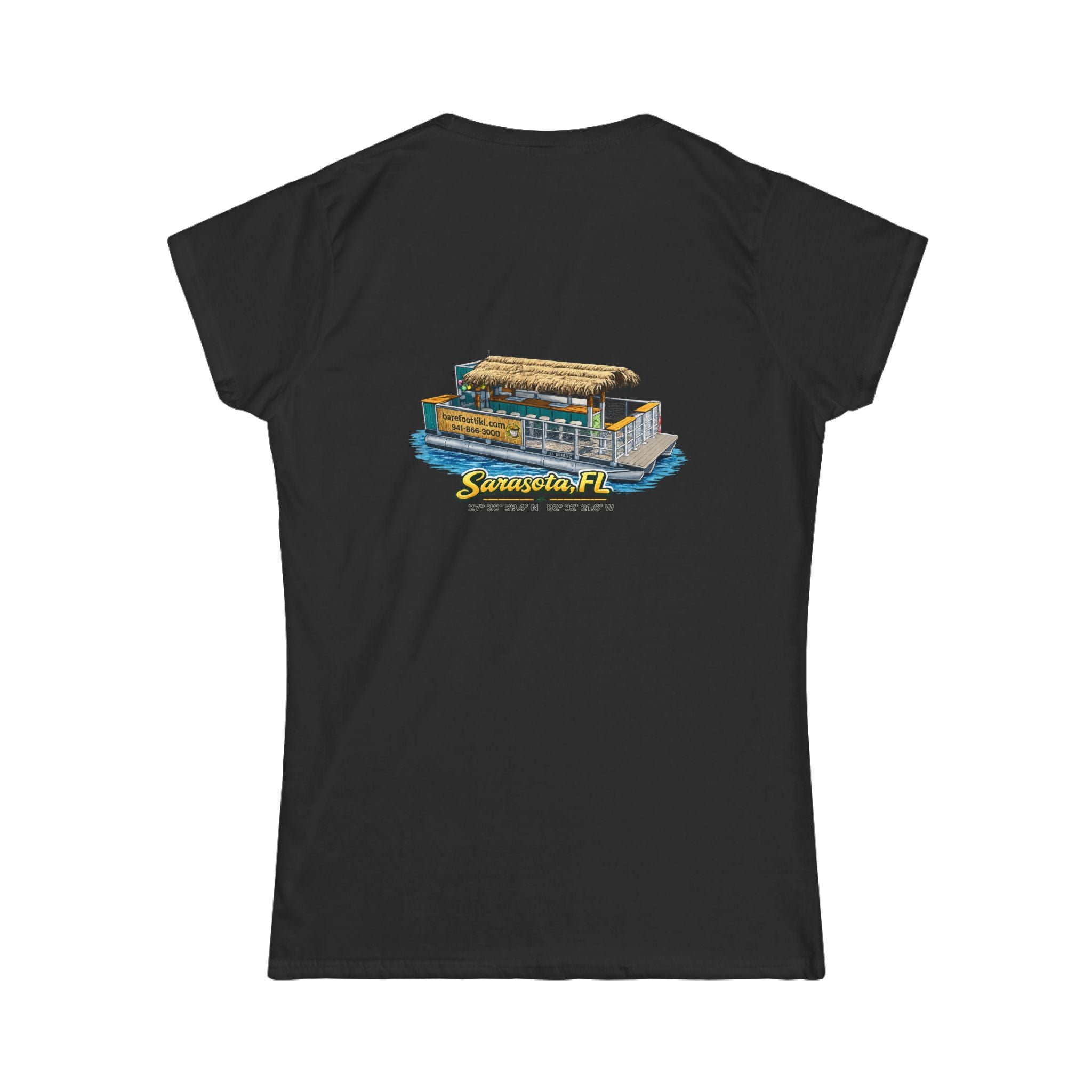 Barefoot Tiki Women's Softstyle Tee - Boat illustration