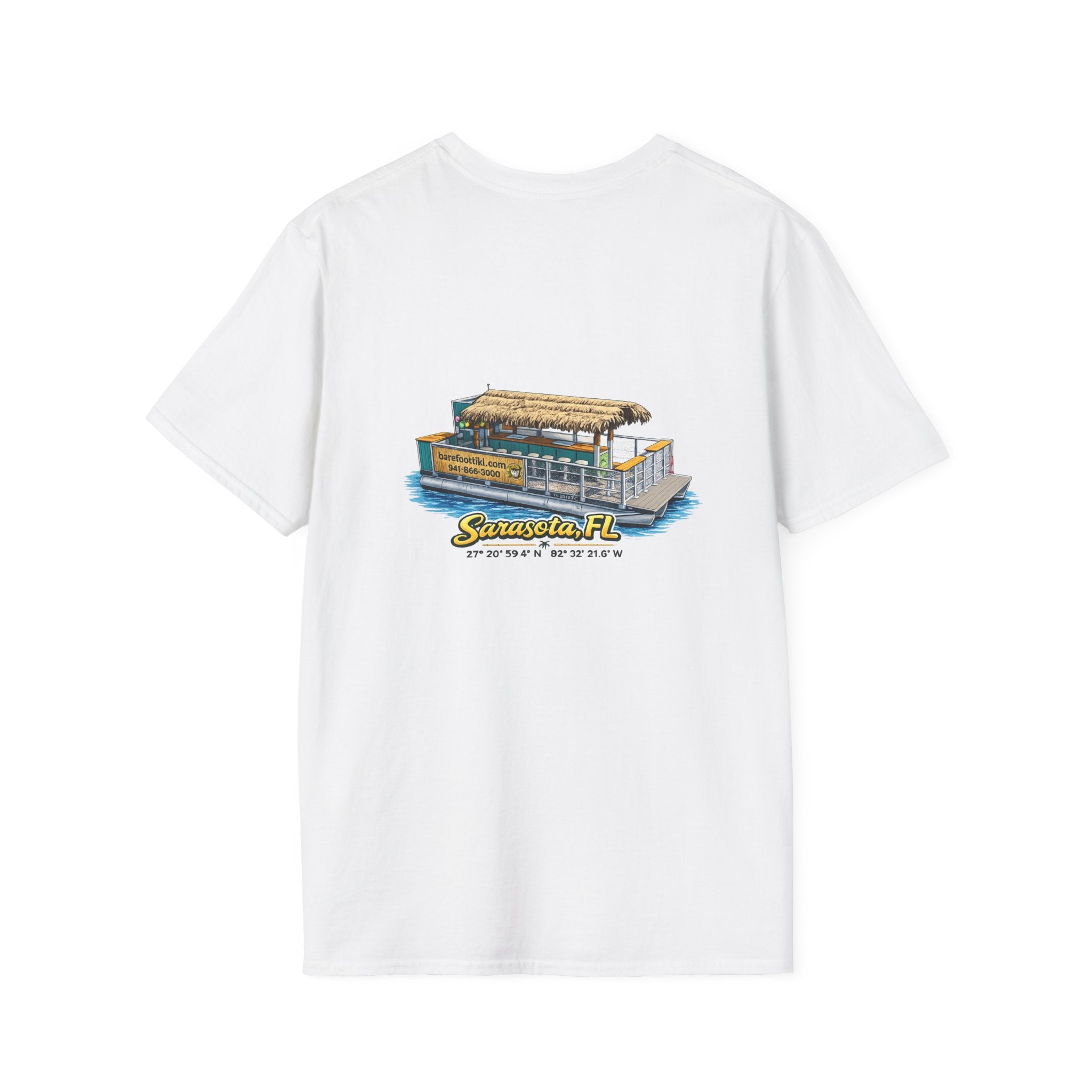 Barefoot Tiki Tours Graphic Tee - Illustration on Back