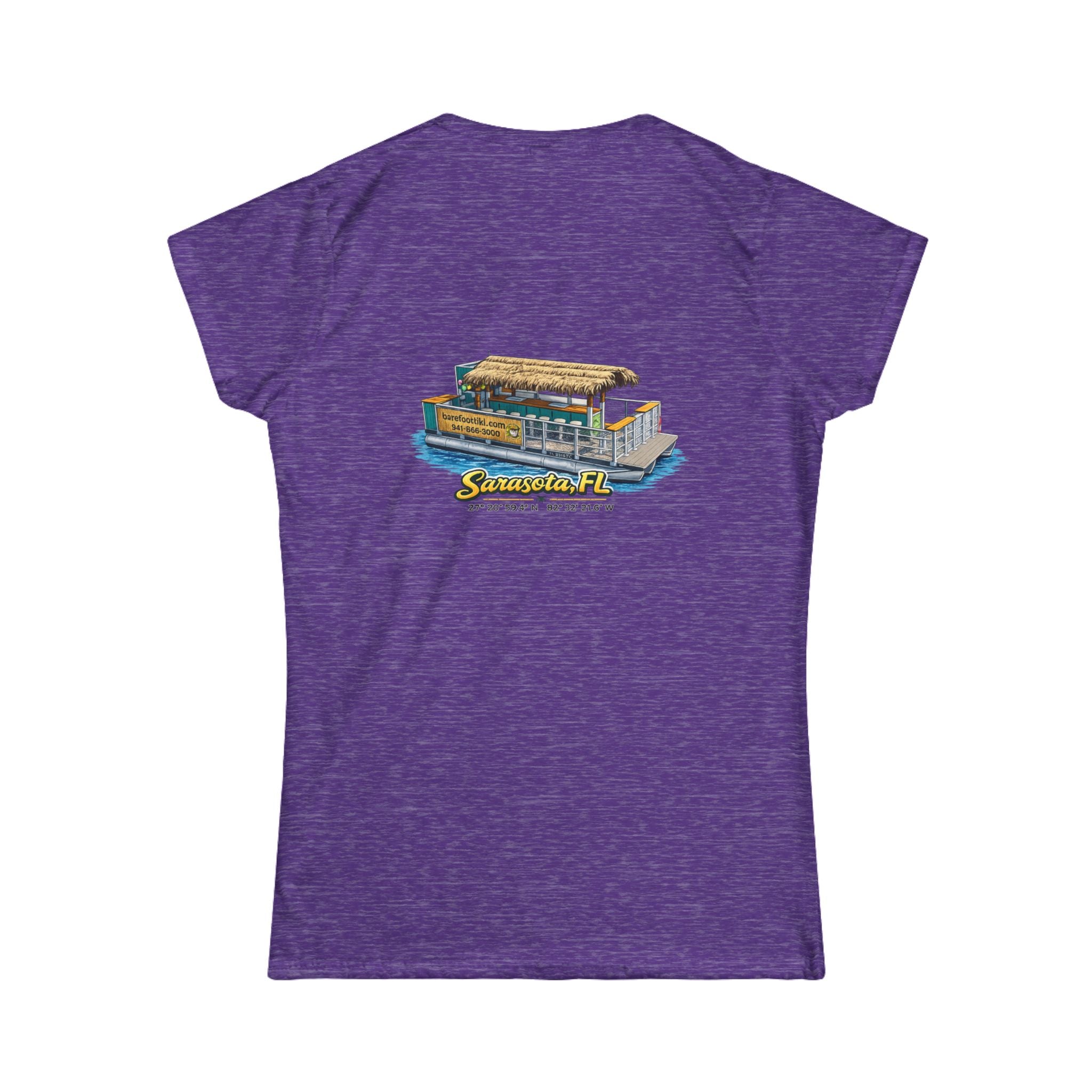 Barefoot Tiki Women's Softstyle Tee - Boat illustration