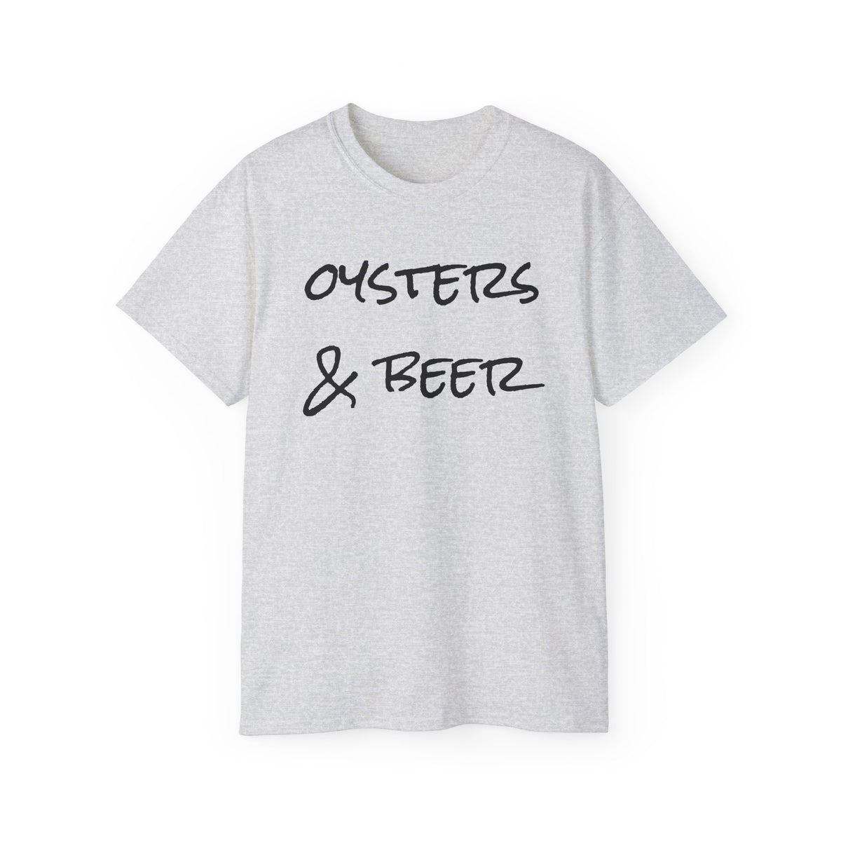 Oysters & Beer Tee — Casual Script T‑Shirt