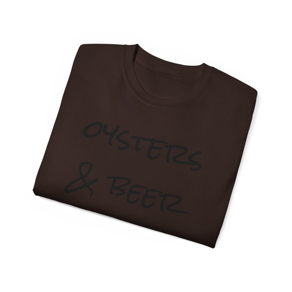 Oysters & Beer Tee — Casual Script T‑Shirt