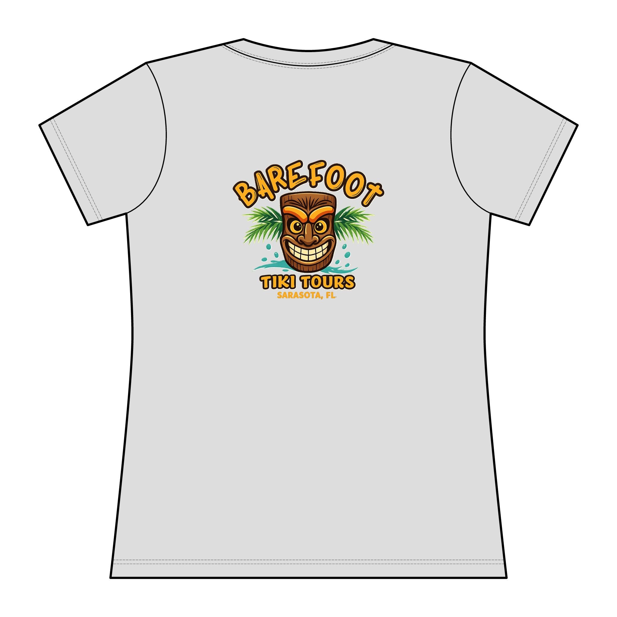 Barefoot Tiki Tours Women's Rashguard Tee — Tropical Surf & Beach Vacation Shirt