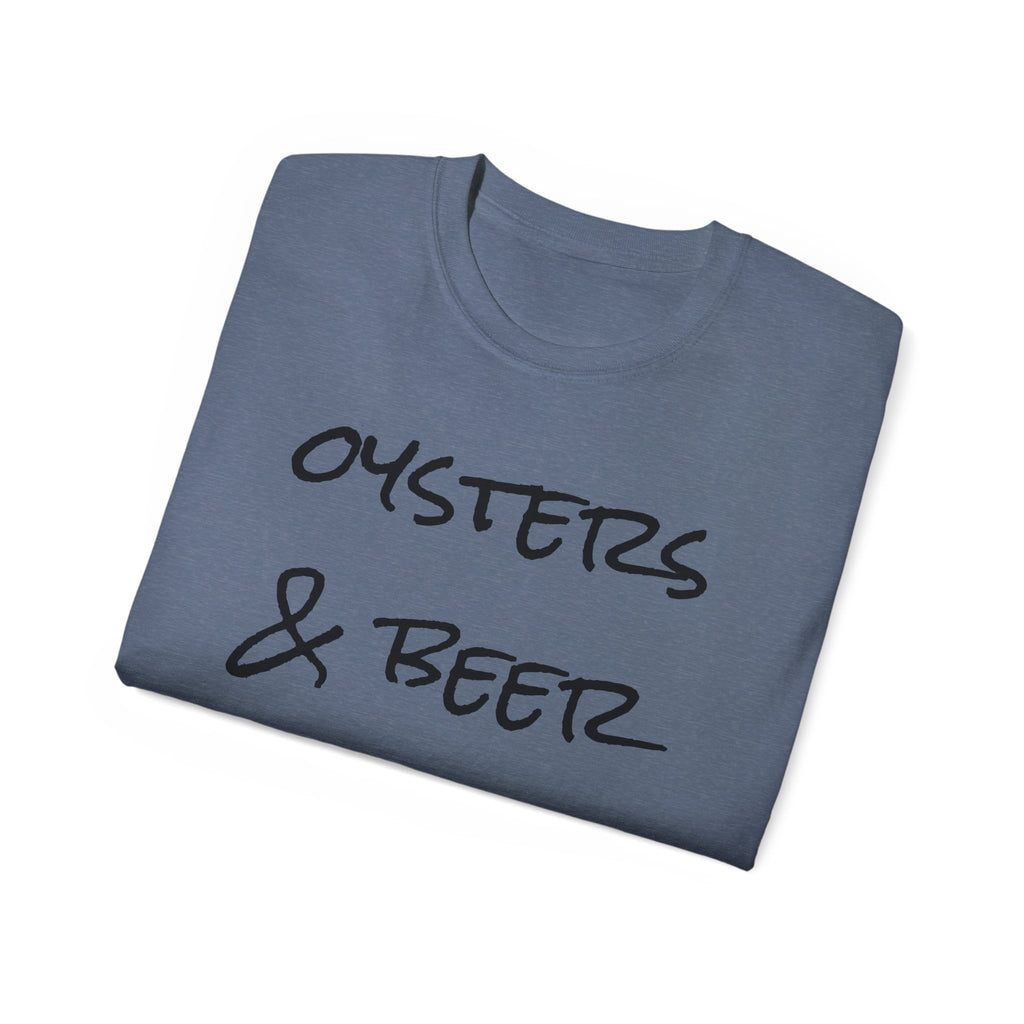 Oysters & Beer Tee — Casual Script T‑Shirt