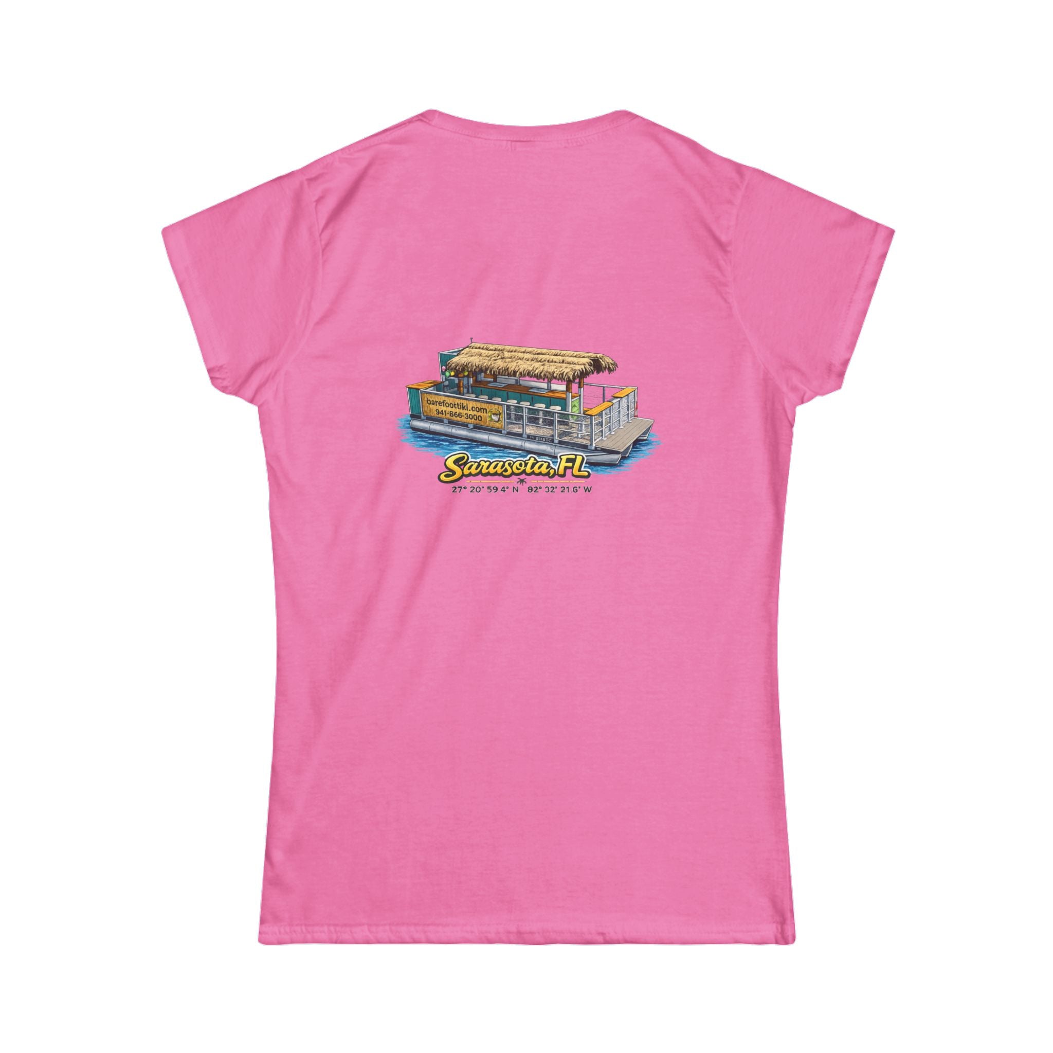 Barefoot Tiki Women's Softstyle Tee - Boat illustration