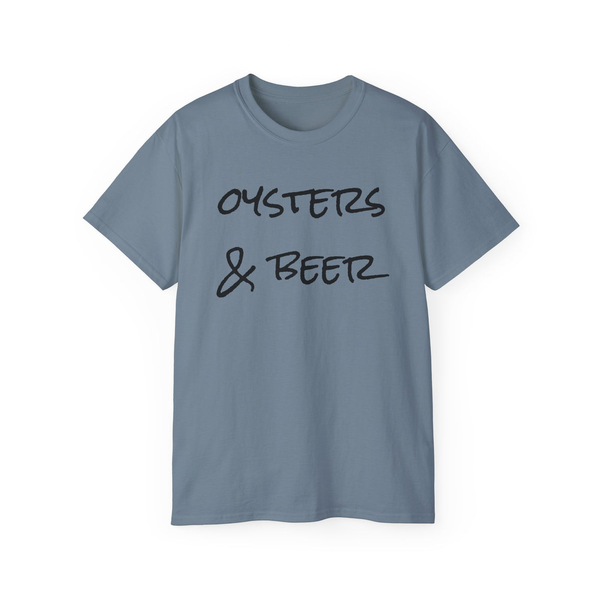 Oysters & Beer Tee — Casual Script T‑Shirt