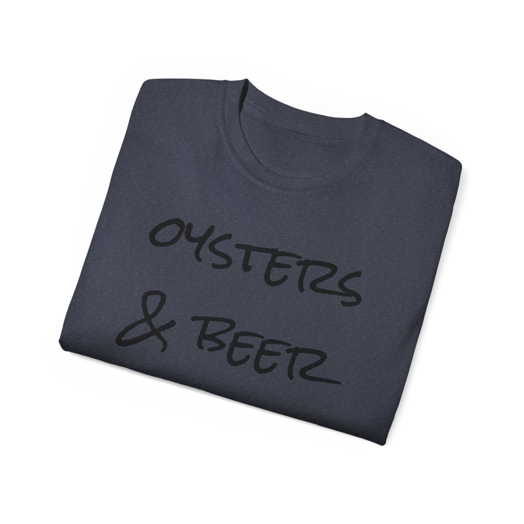 Oysters & Beer Tee — Casual Script T‑Shirt