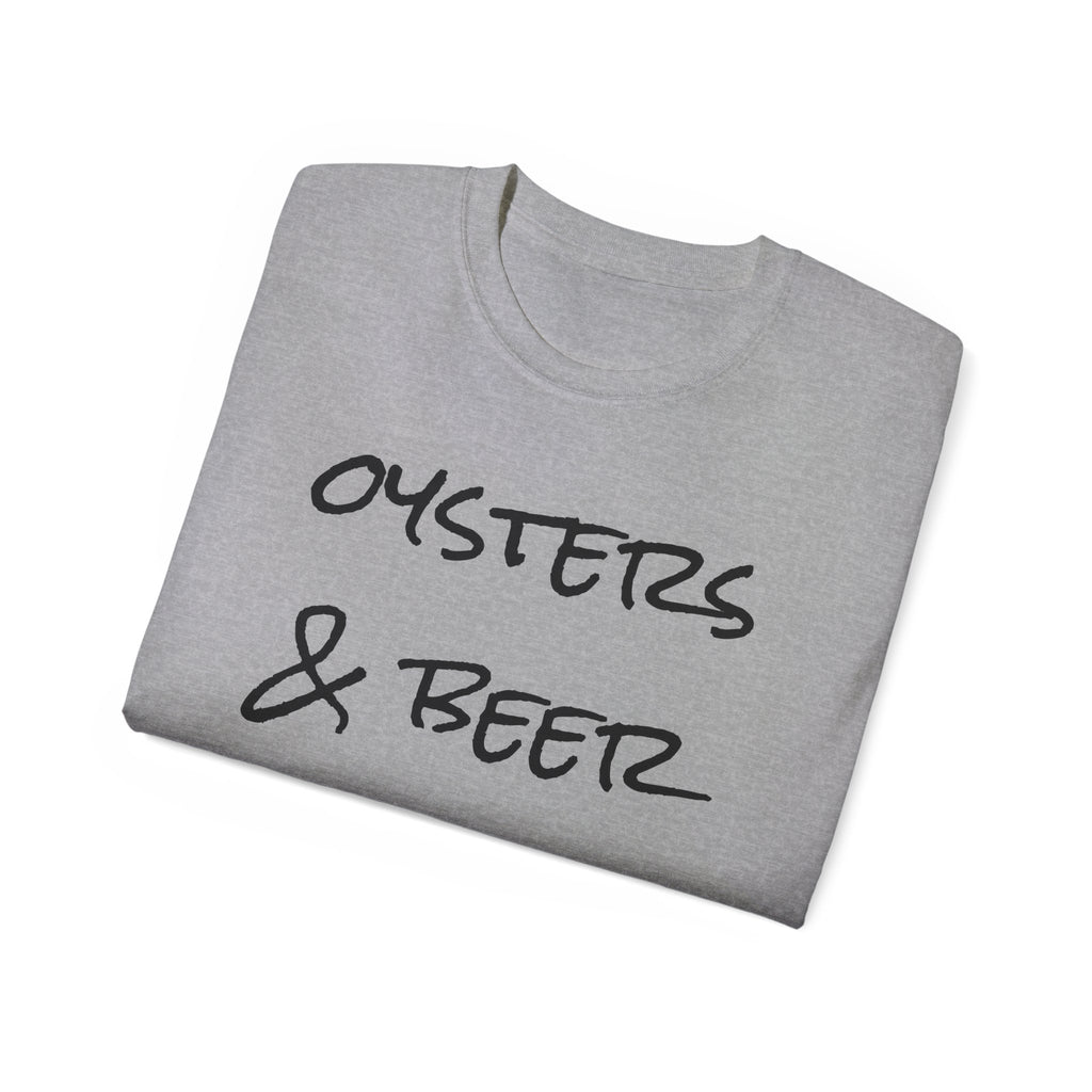 Oysters & Beer Tee — Casual Script T‑Shirt