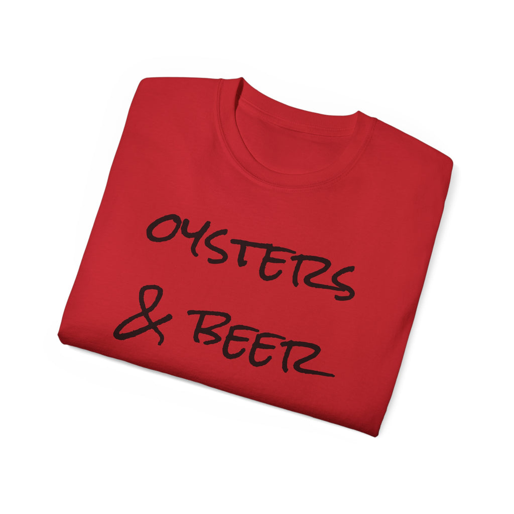 Oysters & Beer Tee — Casual Script T‑Shirt