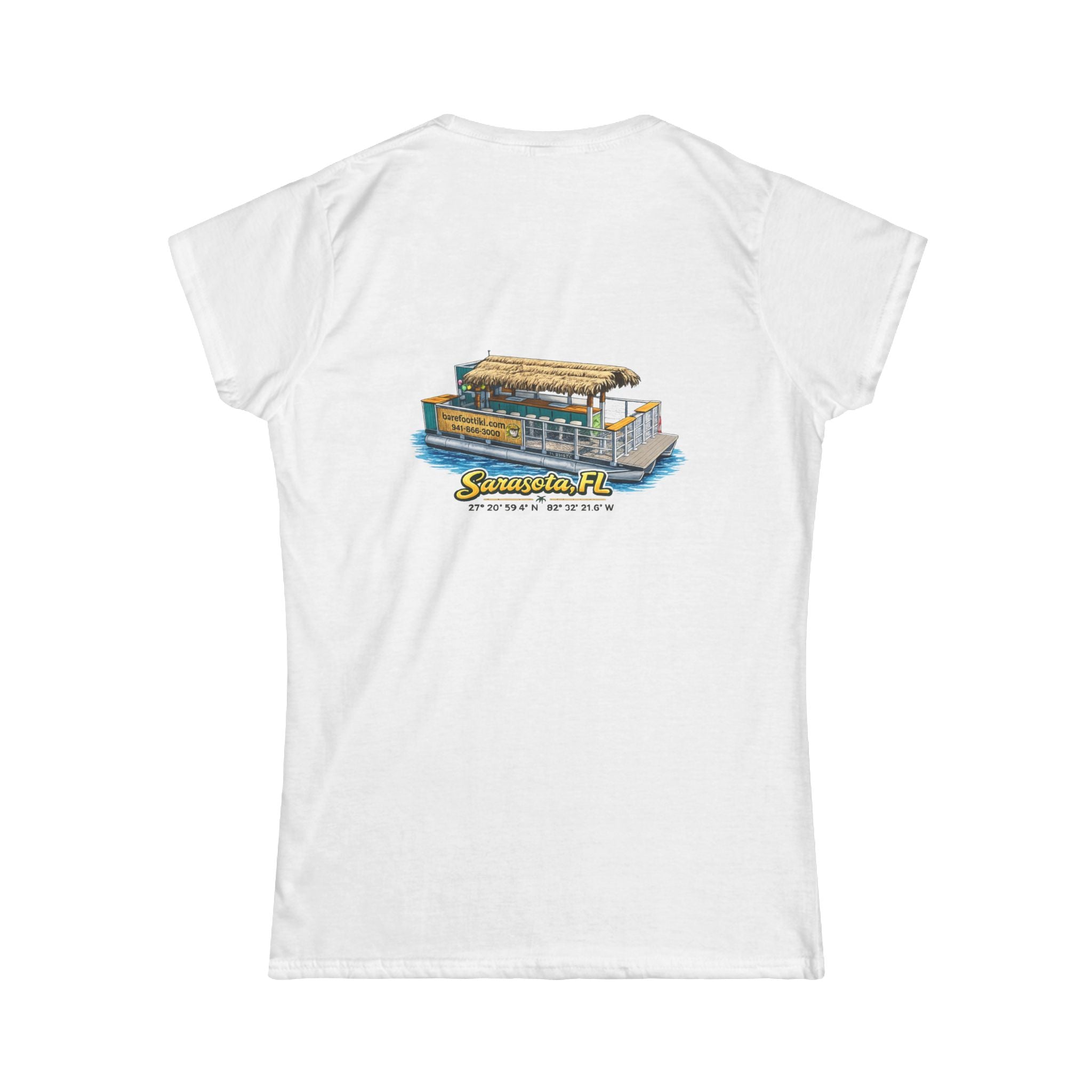 Barefoot Tiki Women's Softstyle Tee - Boat illustration